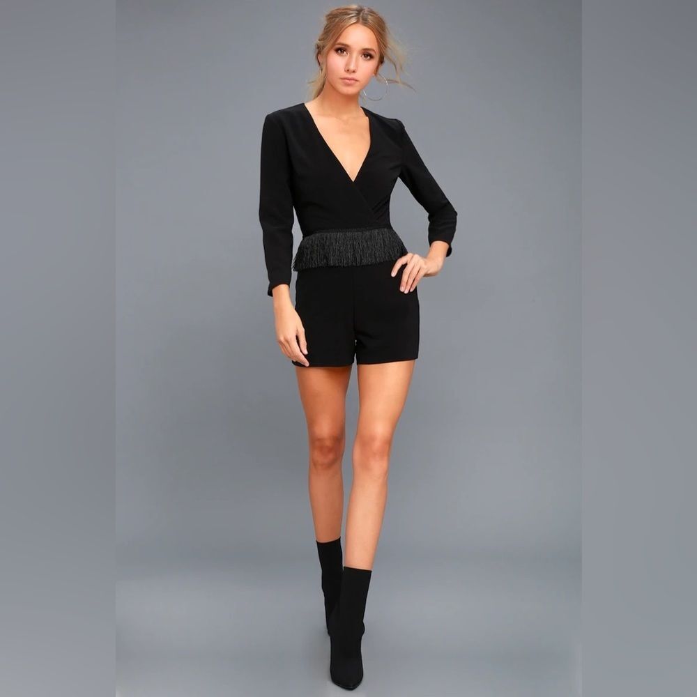 Ali & Jay Because I Can Black Fringe Romper Womens Size XS